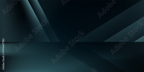 Dark geometric background with light and shadow for product placement mockup. Abstract studio interior scene showroom for premium brand display.