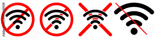 No WiFi sign icon vector for disconnected areas, network failure, and offline status visuals. Ideal for warnings, system error notices, and device settings UI designs.