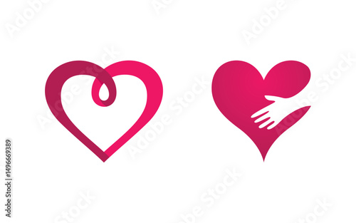 Human care adoption group network and social logo design v.47