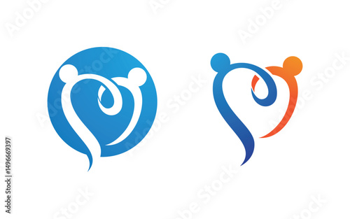 Human care adoption group network and social logo design v.49