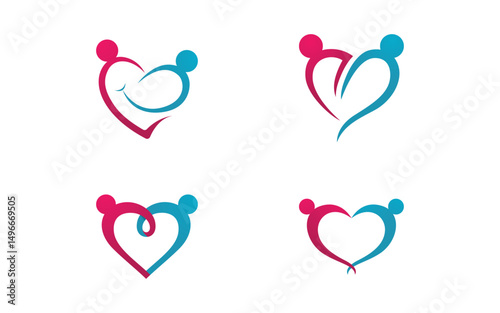 Human care adoption group network and social logo design v.52