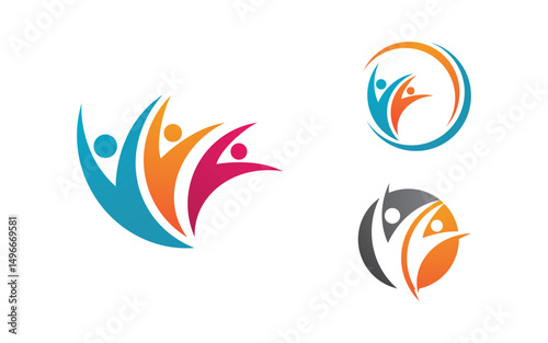 Human care adoption group network and social logo design v.56