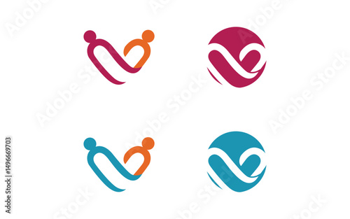 Human care adoption group network and social logo design v.60