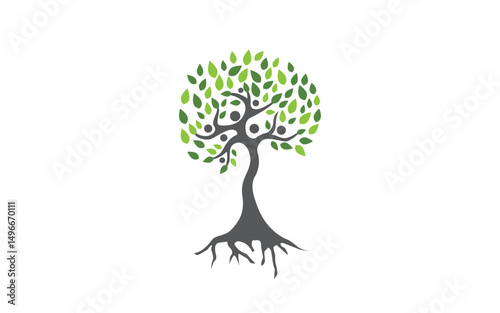 Family tree social vector icon illustration logo design v.3