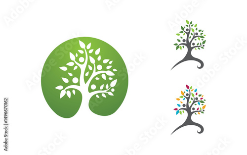 Family tree social vector icon illustration logo design v.8
