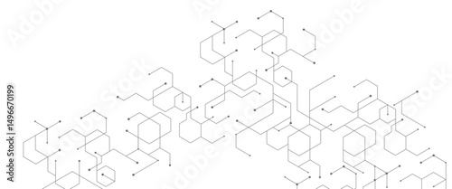 Vector abstract style science technology background with hexagons