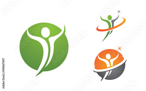 Healthy life Human fit sport logo sign illustration v.128