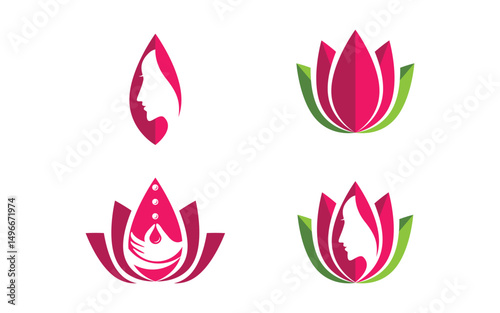 Lotus flower Logo Beauty Salon Cosmetic skincare vector icon design v.118