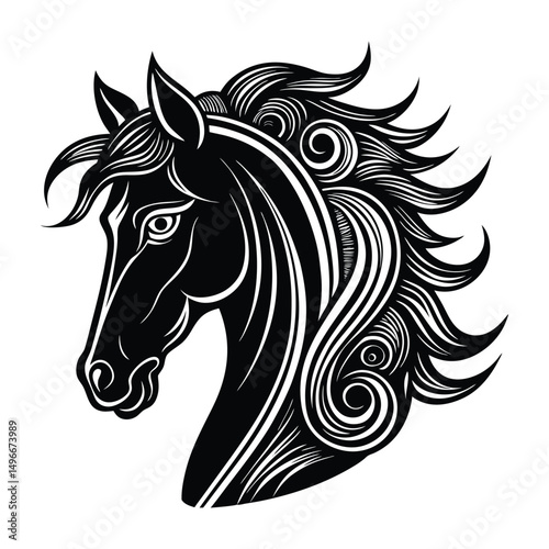 239 Vator Horse Head  Horse portrait Western Style Horse Wooden Horse 