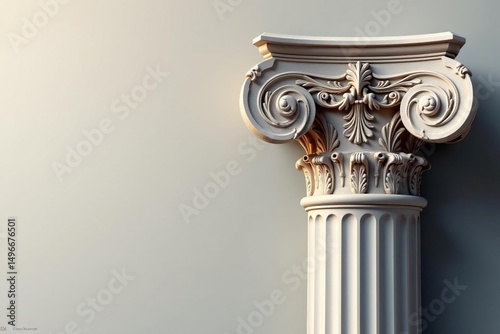 Elegant Corinthian column capital with acanthus leaves, architectural element, support, ornate detail