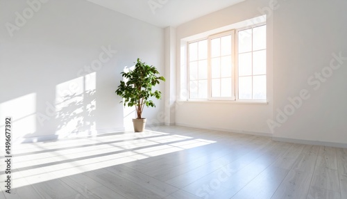 Wallpaper Mural Sunlight streams into a minimalist room with green plants. Torontodigital.ca