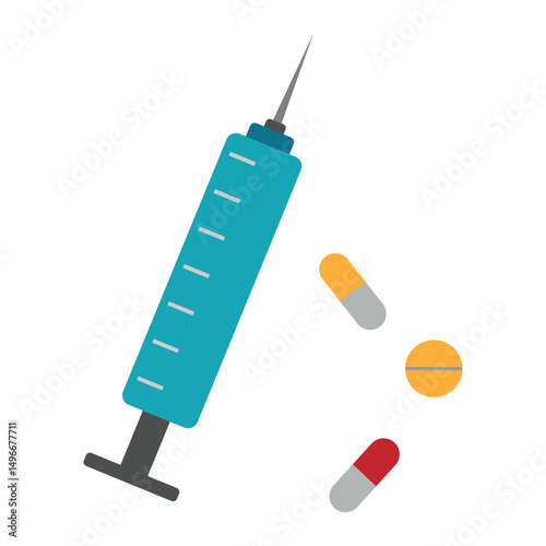 Steroids icon vector. Vector medical syringe icon,  Syringe Icon Vector. Syringe Injection and medicine and capsule Medical Icon, vector illustration.