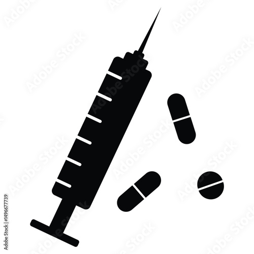 Steroids icon vector. Vector medical syringe icon,  Syringe Icon Vector. Syringe Injection and medicine and capsule Medical Icon, vector illustration.
