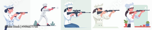 female chef character vector shooting practice