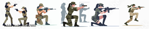 female soldier vector shooting practice