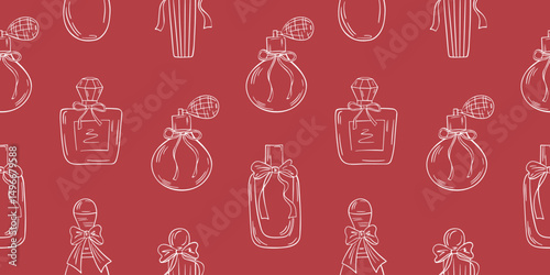 Vintage pattern with elegant perfume bottles