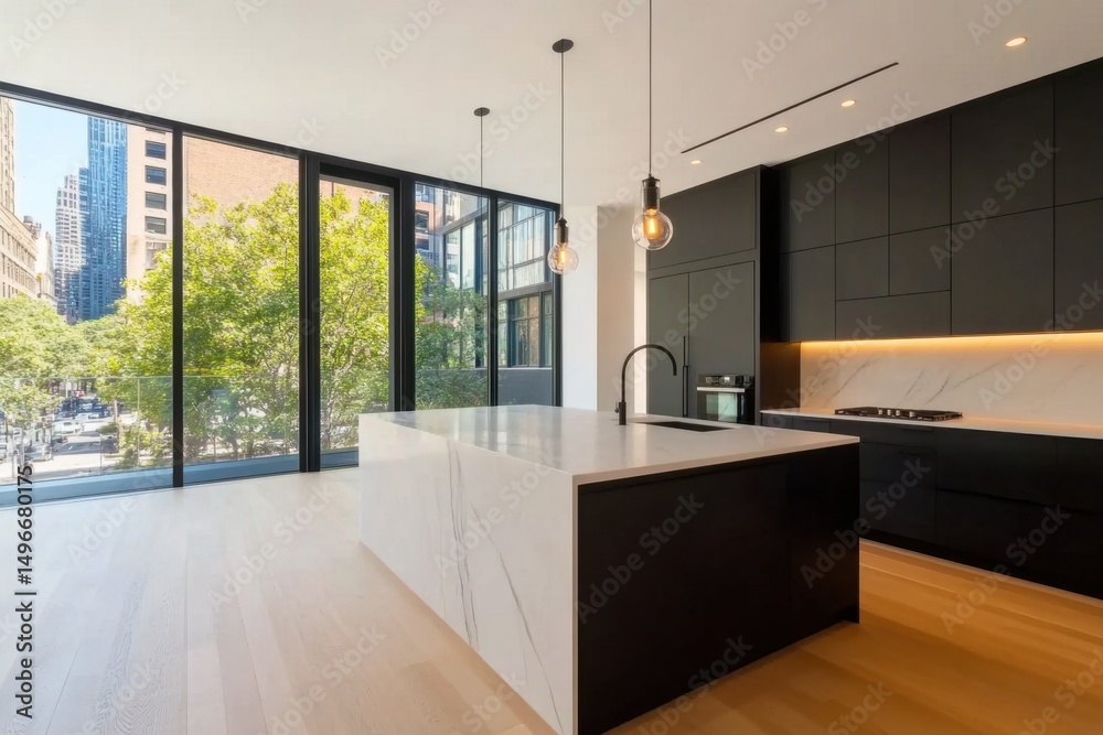 Naklejka premium Modern kitchen with island design