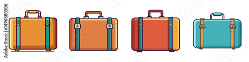 vintage suitcase flat illustration flat style