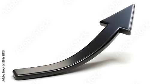 Black curved arrow up. Long arrow. direction symbol isolated on white background