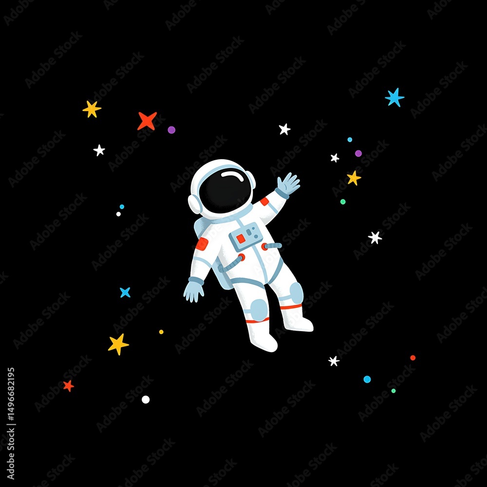Naklejka premium Astronaut Floating in Space Scene
