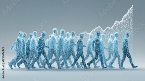 Group of people walking together representing national economic agility and collaboration in a modern economic environment