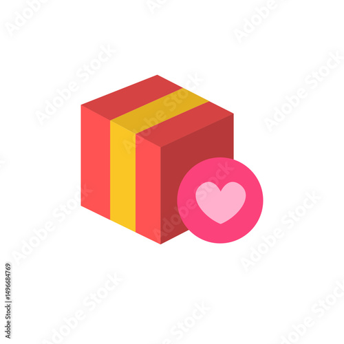 Charming gift icon featuring an endearing heart element against transparency