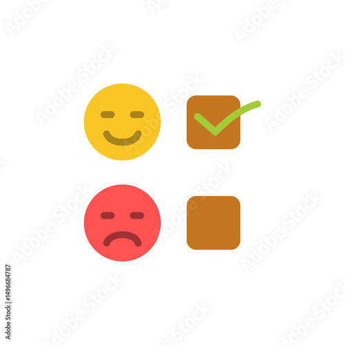 Feedback selection interface displaying positive and negative evaluation response