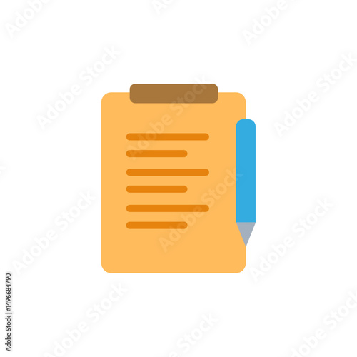 A stylized Clipboard with a Blue Pen, Representing Notes or Tasks in a Digital Format
