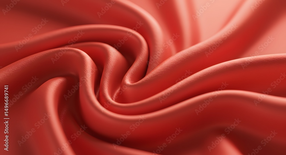 Fototapeta premium Close-up of swirling coral silk fabric