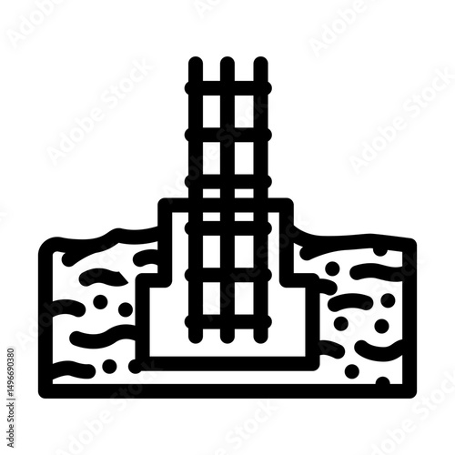 and rebar structure cement line icon vector illustration