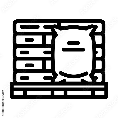 bags pallet cement production line icon vector illustration