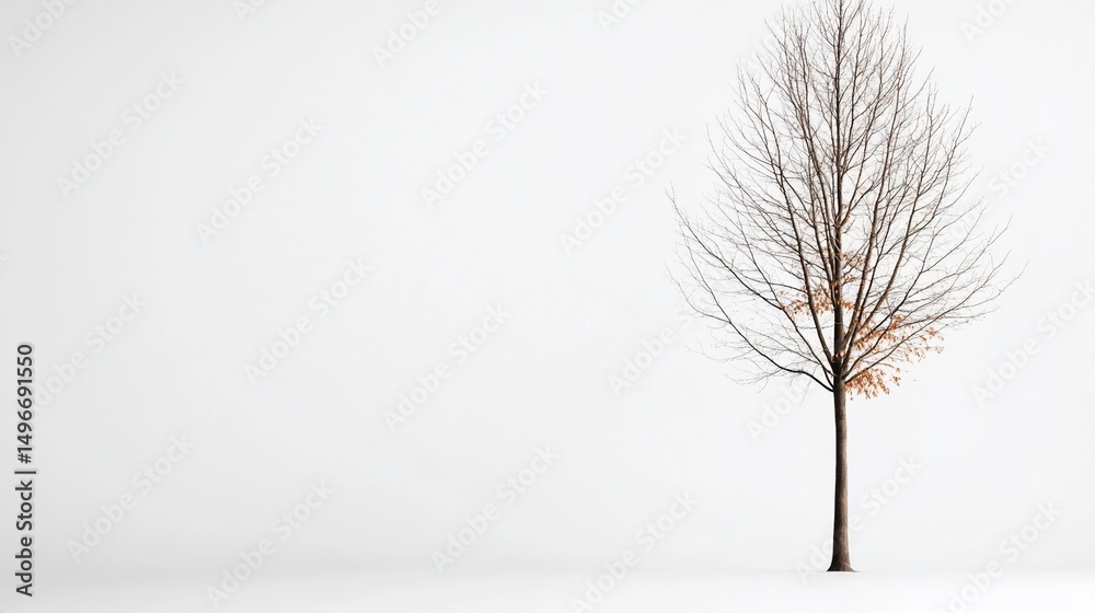 Fototapeta premium Bare tree, isolated on white background. Simple, elegant, minimalist design