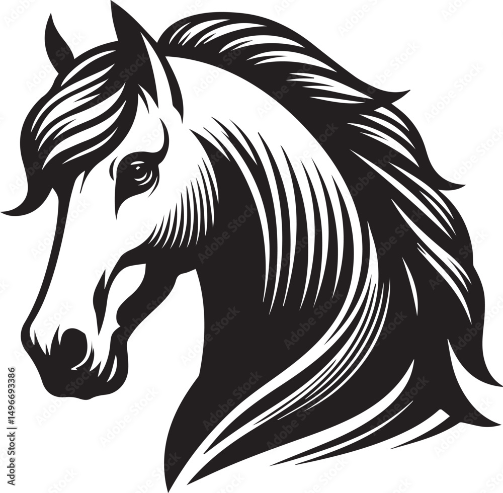 custom made wallpaper toronto digitalBlack and White Berber Horse Vector Illustration – High-Quality Line Art Design