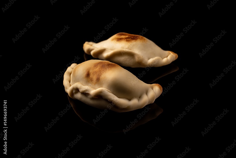 Naklejka premium Two delicious empanadas on black background