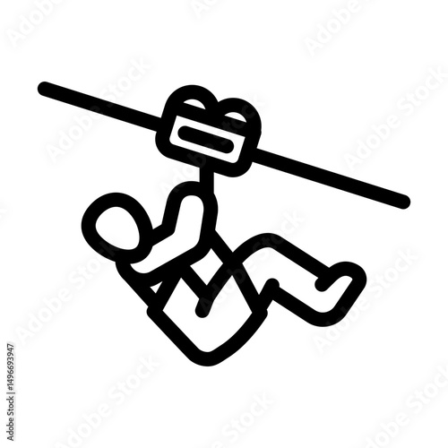zip lining summer spend time line icon vector illustration
