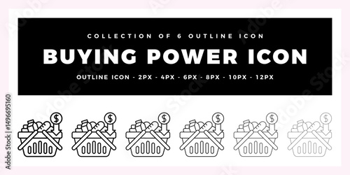 Pack of 6 Outline Vector buying power icon