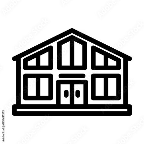 chalet style cabin line icon vector illustration