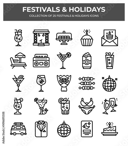 Collection of 25 Unique Festival & Holiday Icons