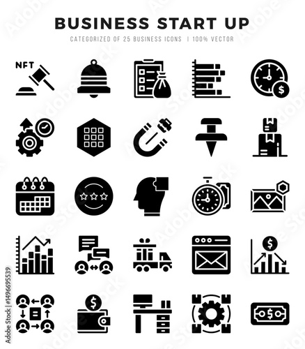 Business Start Up Glyph icons. Vector Glyph illustration.