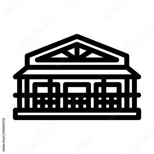 cabin wraparound porch line icon vector illustration