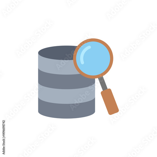 Data Analysis Exploration with Magnifying Glass on a Cylinder icon, transparent background