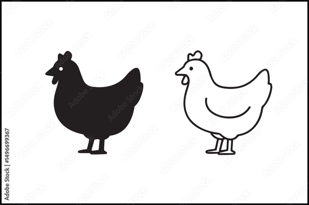 Fototapeta premium Chicken Minimalist Line Art Icon
