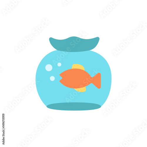Vibrant fish swimming peacefully inside a spherical aquarium illustration