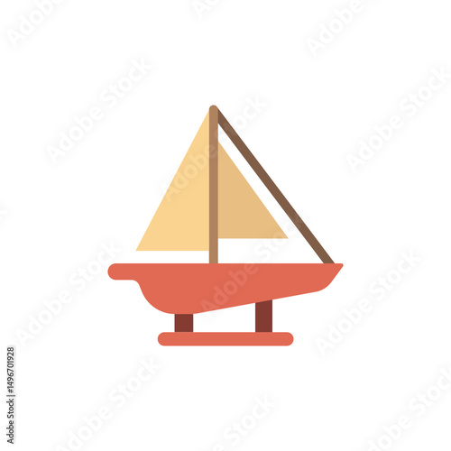 Simple illustrated sailboat with sail representation for nautical themes