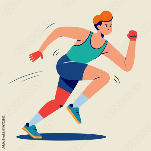 Dynamic Runner. A vibrant illustration of a runner in motion. capturing the energy and speed of a sprint.