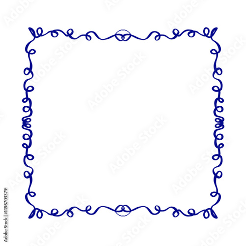 Whimsical square frame made of curls in line art style