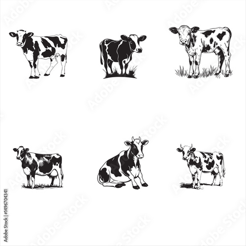 Group cow vector design