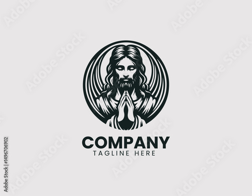 Serene in Jesus Christ Hands Clasped in Prayer Vector Logo Design