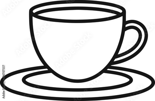 Line art icon of a coffee cup and saucer