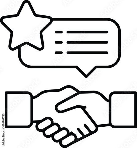 A handshake between two people with a star above them